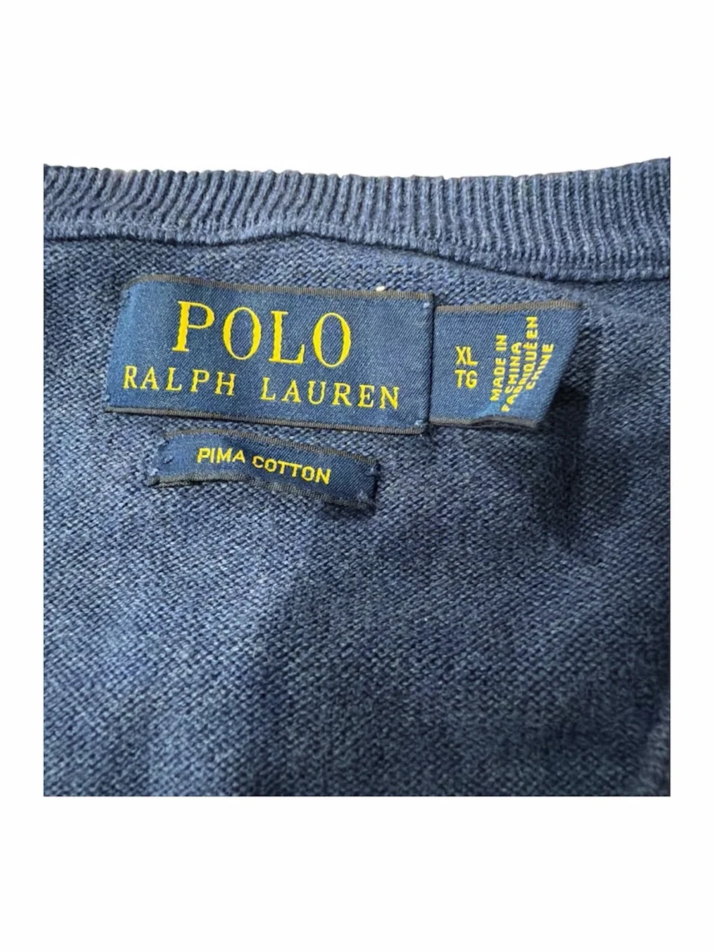 Polo Ralph Lauren Men’s XL Pima Cotton V-Neck Sweater Navy Blue Heather